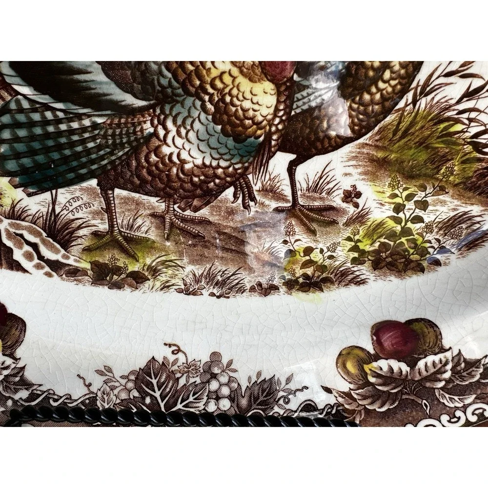 Fred Roberts Co Thanksgiving Turkey Platter, Ceramic Serving Tray, Tableware